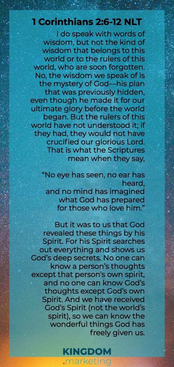 1 Corinthians 2: 6-12 NLT